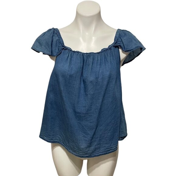 Madewell Large Indigo Chambray On Off Shoulder Top - Picture 2 of 7